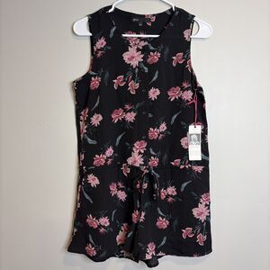 Gibson Romper Size XS Women Shorts Jumper Black Pink Flowers Romantic Barbiecore